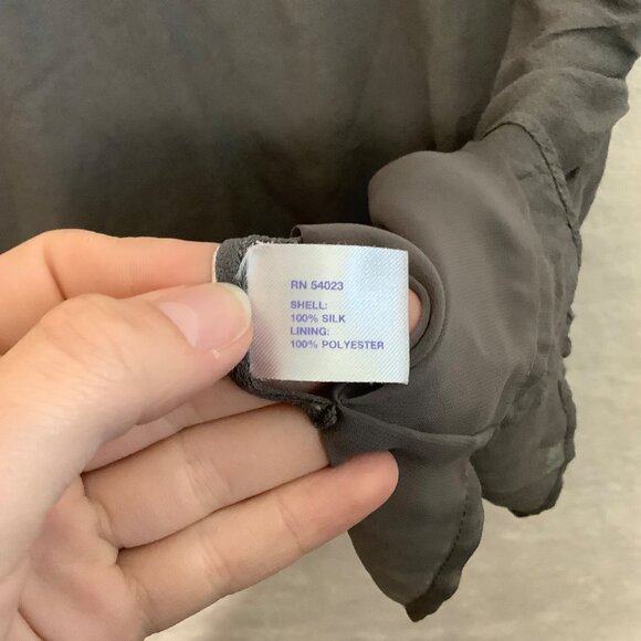 Gap Maternity Boho Flowy Gray Frayed Lined Silk Sleeveless Blouse Top XL - Picture 4 of 8